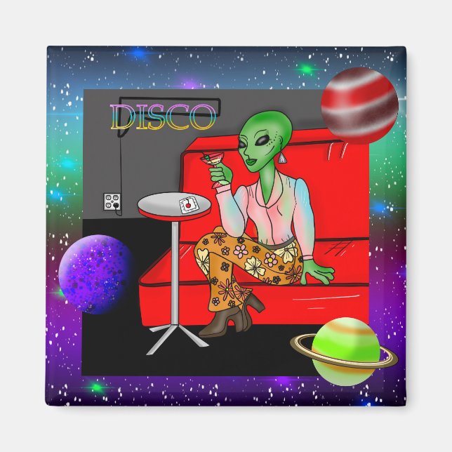 1970's Retro Extraterrestrial in Disco Lounge Magnet (Front)