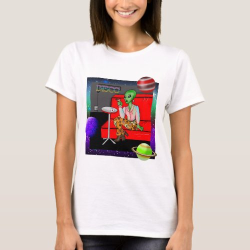 1970s Retro Extraterrestrial in Disco Lounge T_Shirt