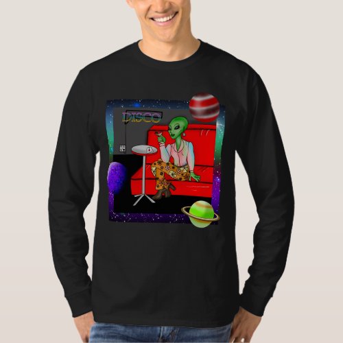 1970s Retro Extraterrestrial in Disco Lounge  T_Shirt