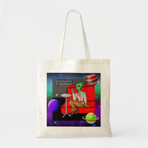 1970s Retro Extraterrestrial in Disco Lounge  Tote Bag