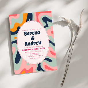 1970s Retro Groovy Pastel Bold Invitation