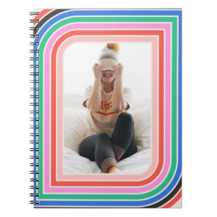 1970s Retro Stripe Customizable Photo Notebook