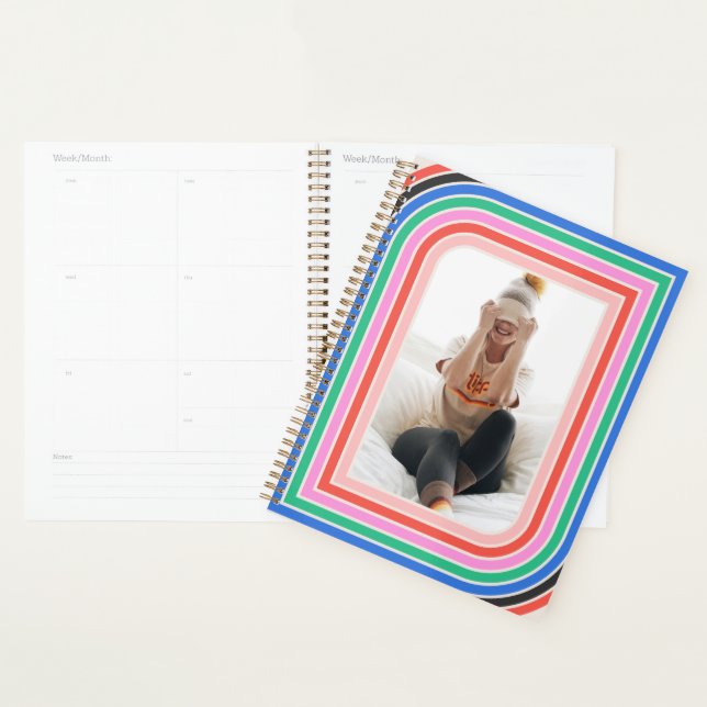 1970s Retro Stripe Customizable Photo Planner (Display)