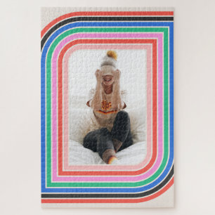 1970s Retro Stripe Customizable Photo Puzzle 20x30