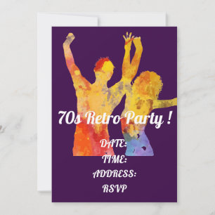 1970s retro theme dance party invitation