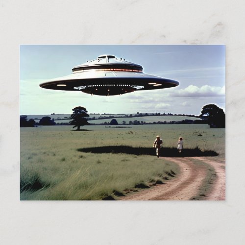 1970s Retro UFO Photo Australian Outback Postcard