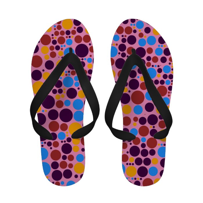 1970s seventies Multicolor disco circles Flip Flops