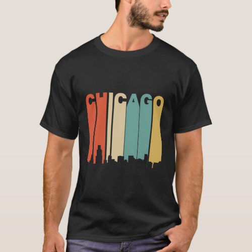 1970S Style Chicago Illinois Skyline T_Shirt