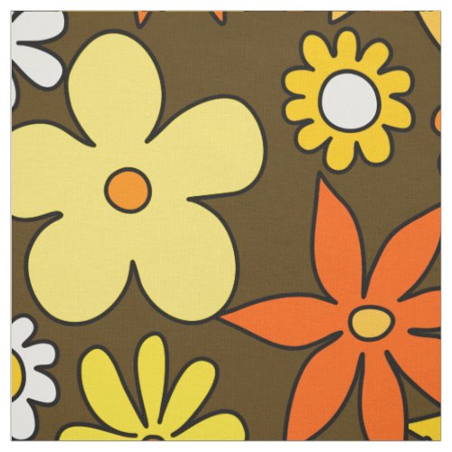 1970s Style Floral Pattern Fabric