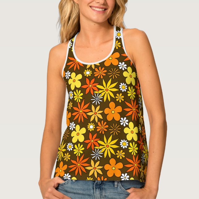 1970s Style Floral Pattern Women's Tank Top (Front)