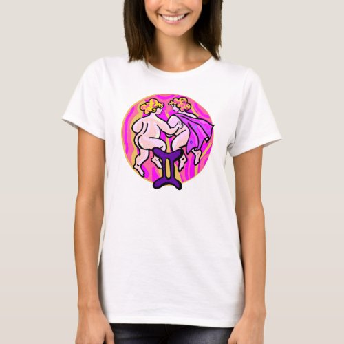 1970s style Gemini Painting with Symbol T_Shirt