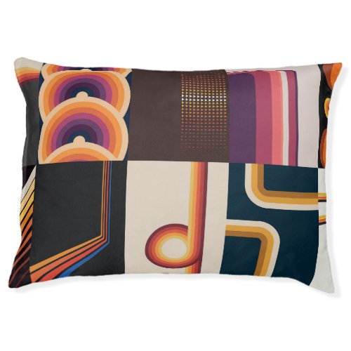 1970s Style Retro Colorful Backgrounds Pet Bed
