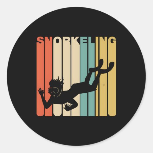 1970S Style Snorkeling Snorkeler Classic Round Sticker