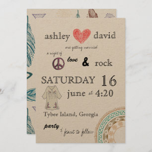 1970s themed wedding invitation