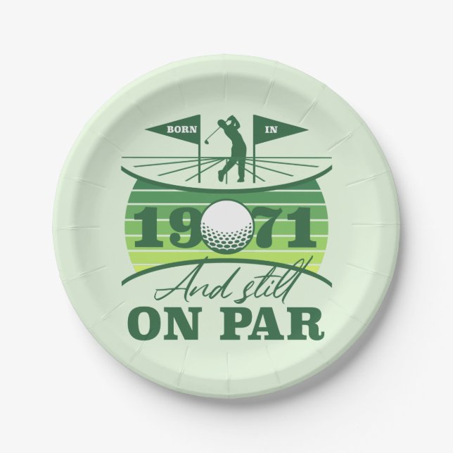 1971 50th Birthday Golf Lover Paper Plates (Front)