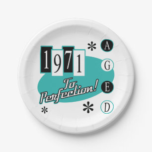 1971 50th Birthday Mid Century Modern Paper Plates
