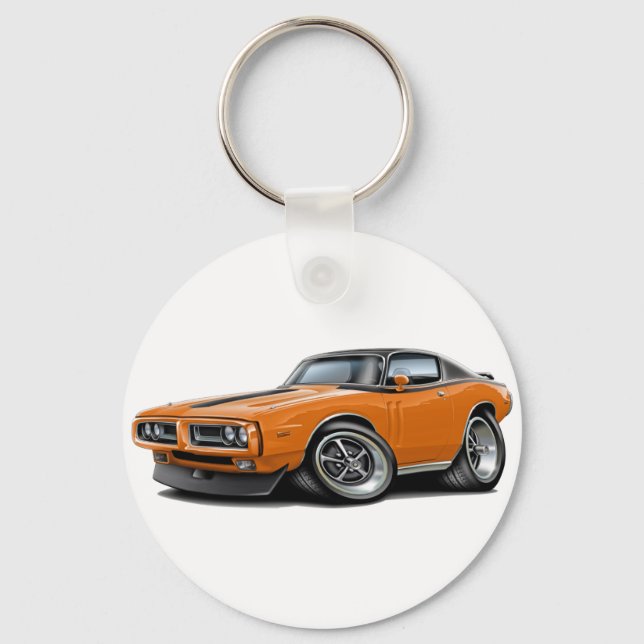1971-72 Charger Orange-Black Top Car Keychain (Front)