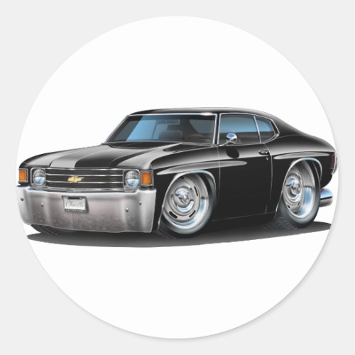 1971_72 Chevelle Black Car Classic Round Sticker