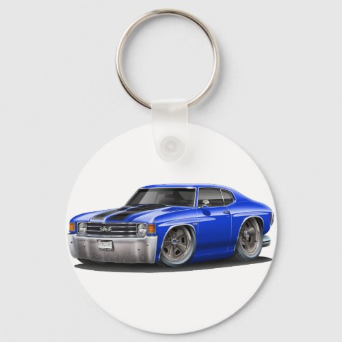 1971_72 Chevelle Blue_Black Car Keychain