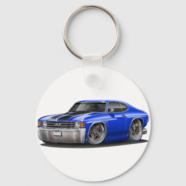 1971-72 Chevelle Blue-Black Car Keychain (Front)