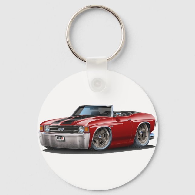 1971-72 Chevelle Maroon-Black Convertible Keychain (Front)