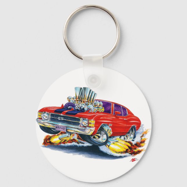 1971-72 Chevelle Red-Black Car Keychain (Front)