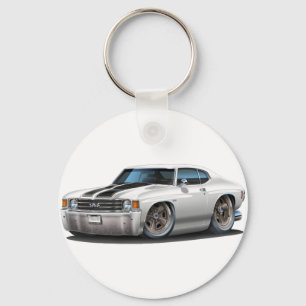 1971-72 Chevelle White-Black Car Keychain