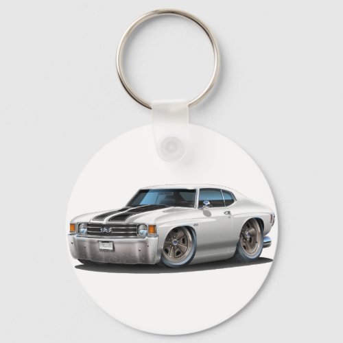 1971-72 Chevelle White-Black Car Keychain