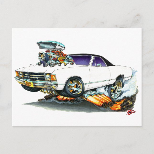 1971-72 El Camino White-Black Truck Postcard (Front)