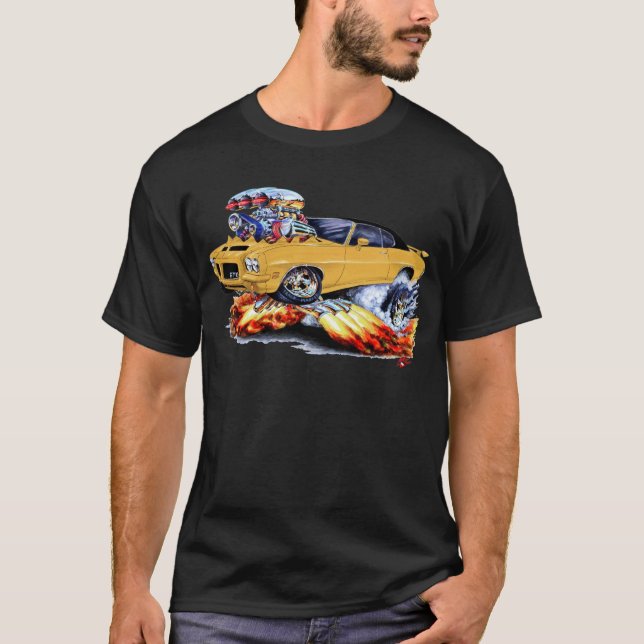 1971-72 GTO Gold-Black Car T-Shirt (Front)