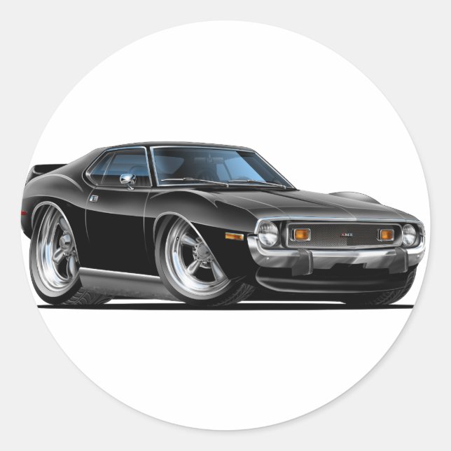 1971-72 Javelin Black Car Classic Round Sticker (Front)