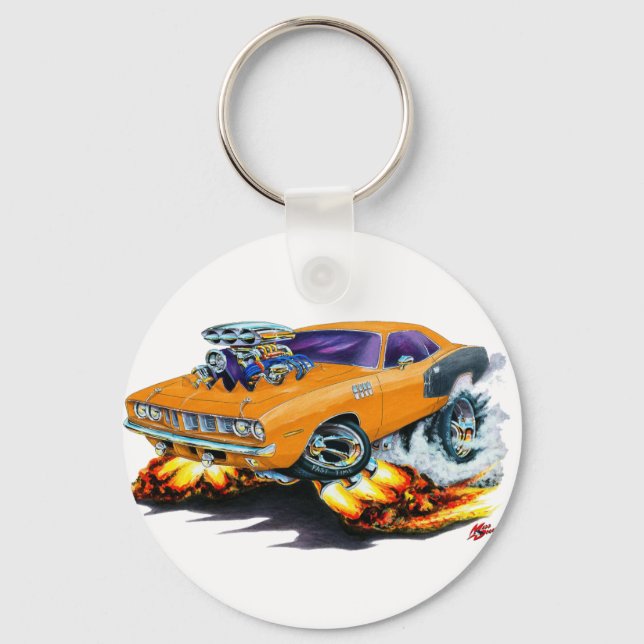 1971 Hemi Cuda Orange Car Keychain (Front)