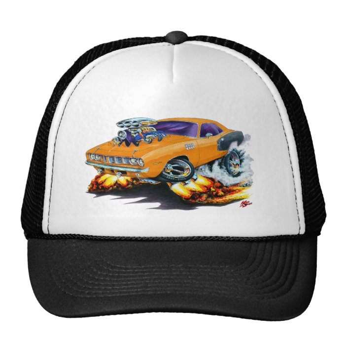 1971 Hemi Cuda Orange Car Trucker Hats