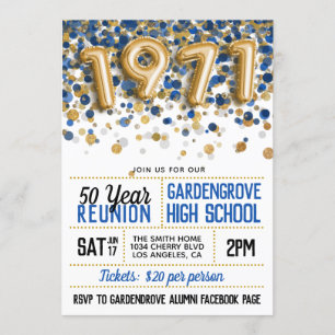 1971 High School College Reunion Invitation