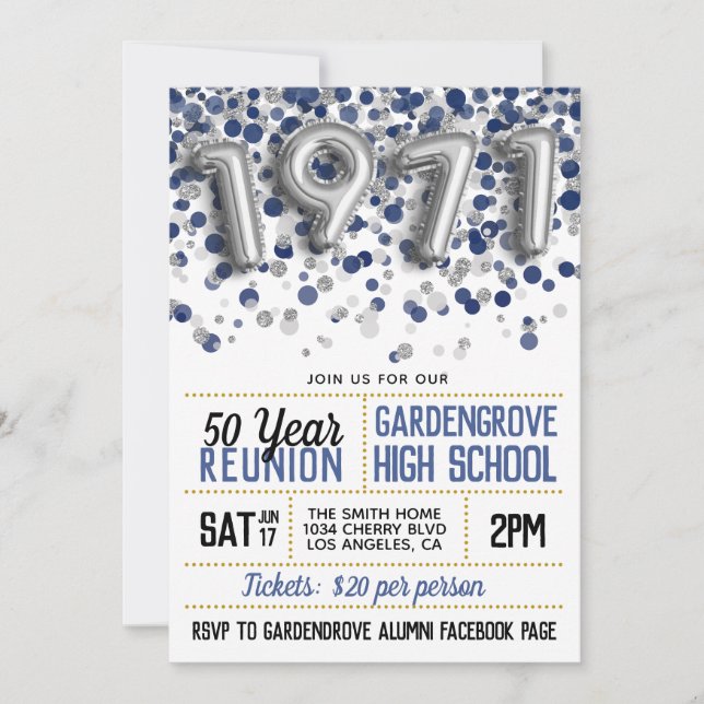 1971 High School College Reunion Invitation (Front)