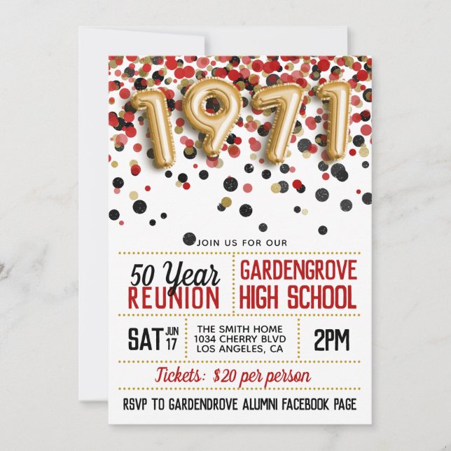 1971 High School College Reunion Invitation (Front)