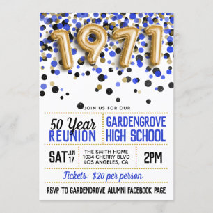 1971 High School College Reunion Invitation