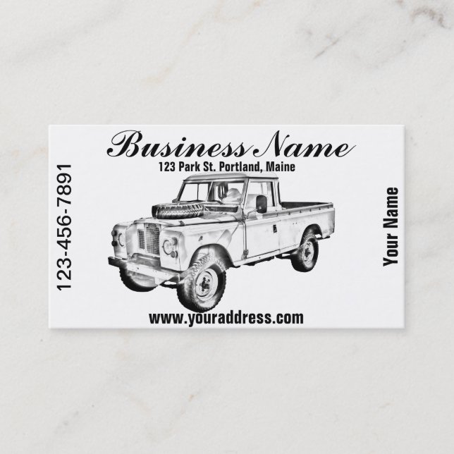 1971 Land Rover Pick up Truck Illustration Business Card (Front)