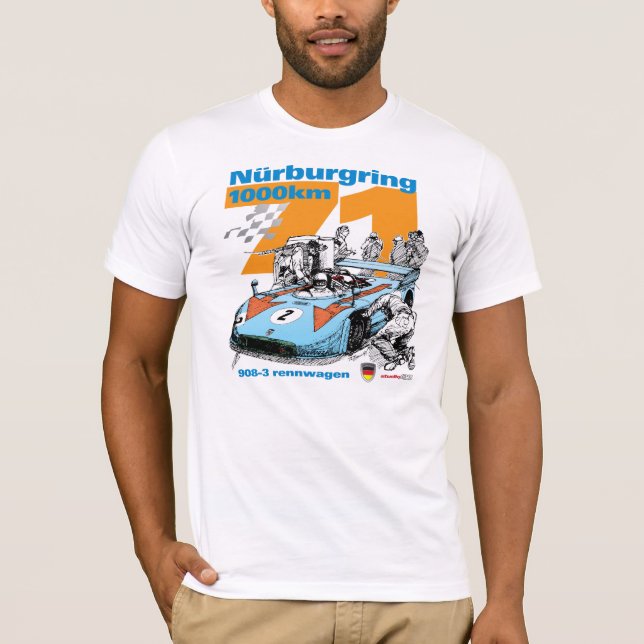 1971 Nurburgring 1000km 908-3 Rennwagen T-Shirt (Front)
