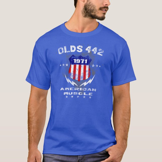1971 Olds 442 American Muscle v3 T-Shirt (Front)