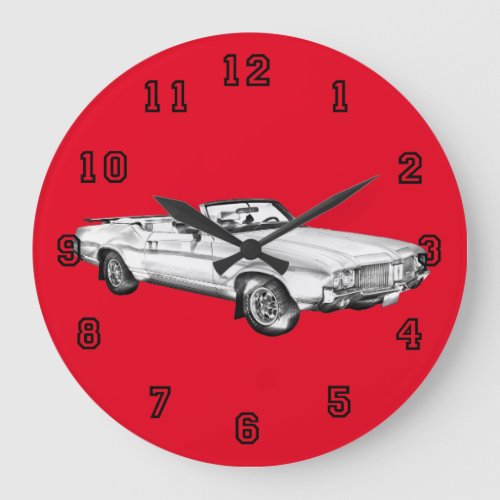 1971 Oldsmobile Cutlass Supreme Car Illustration Large Clock