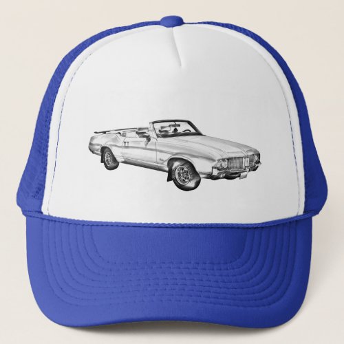 1971 Oldsmobile Cutlass Supreme Car Illustration Trucker Hat