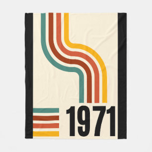 1971 Retro Stripe Rainbow 54th Birthday Fleece Blanket