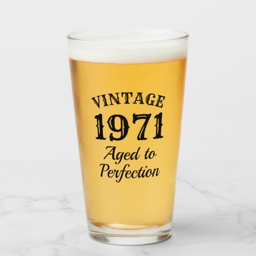 1971 vintage beer glass gift for fiftieth Birthday