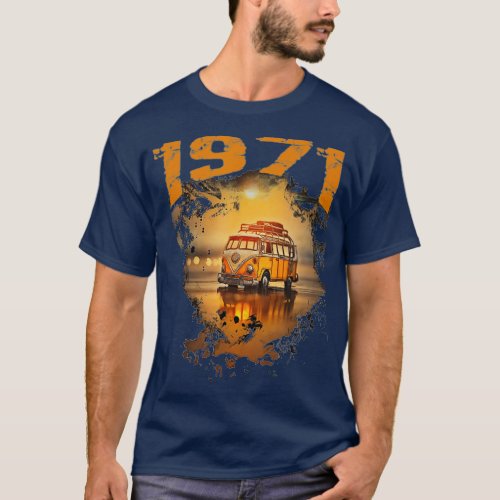 1971 Vintage Hippie Van Birthday  Retro 70s Van T_Shirt