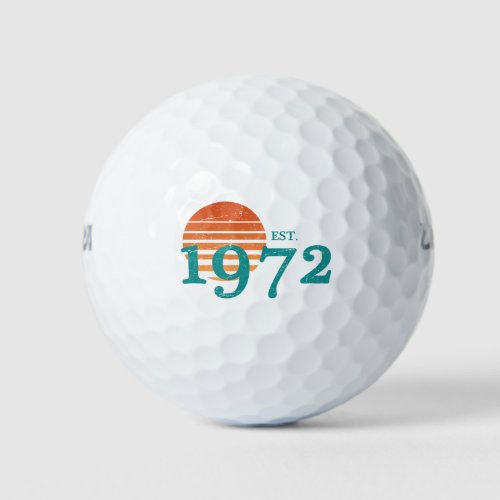 1972 50th Birthday Vintage Sunset Golf Balls