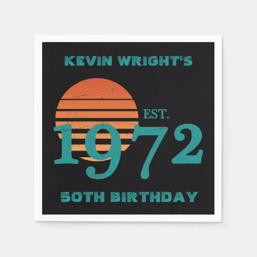 1972 50th Birthday Vintage Sunset Napkins