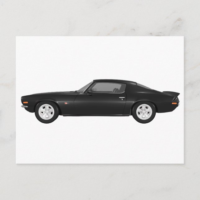 1972 Camaro Z28: Muscle Car: Black Finish Postcard (Front)