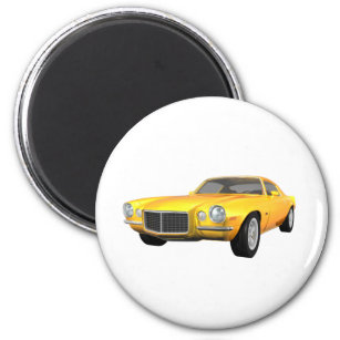 1972 Camaro Z28: Muscle Car: Yellow Finish: Magnet
