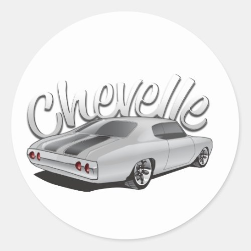 1972 Chevelle Custom Illustration Classic Round Sticker